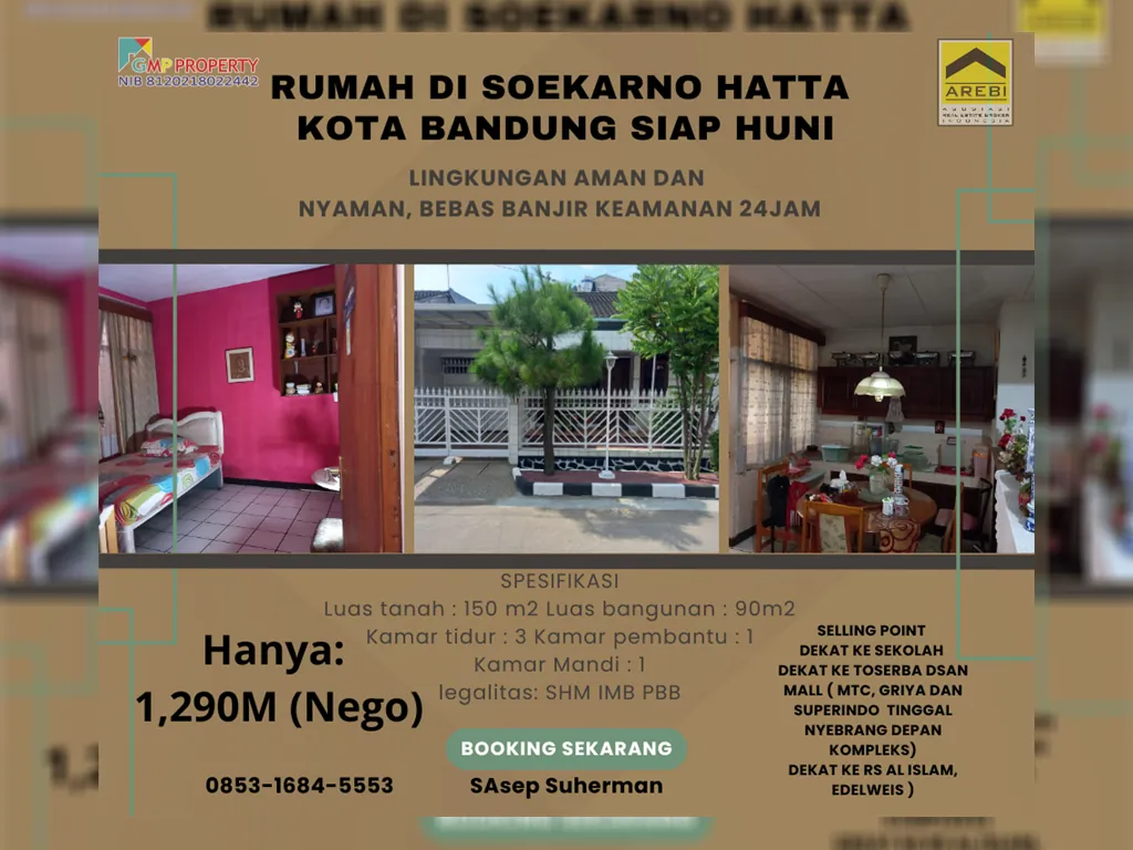 rumah di soekarno hatta kota bandung nobanjir siap huni aman dan nyaman
