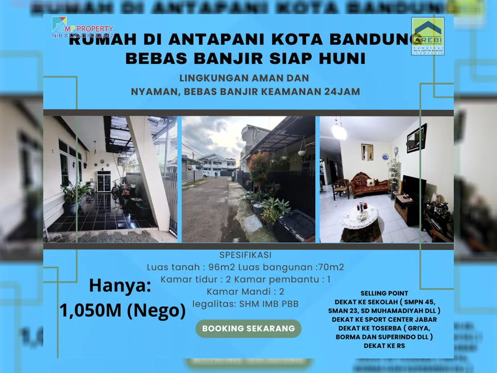 rumah di antapani kota bandung bebas banjir siap huni lokasi strategis